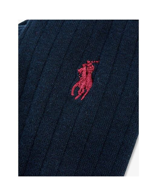 Polo Ralph Lauren Blue Logo-Embroidered Stretch-Cotton Blend Socks for men