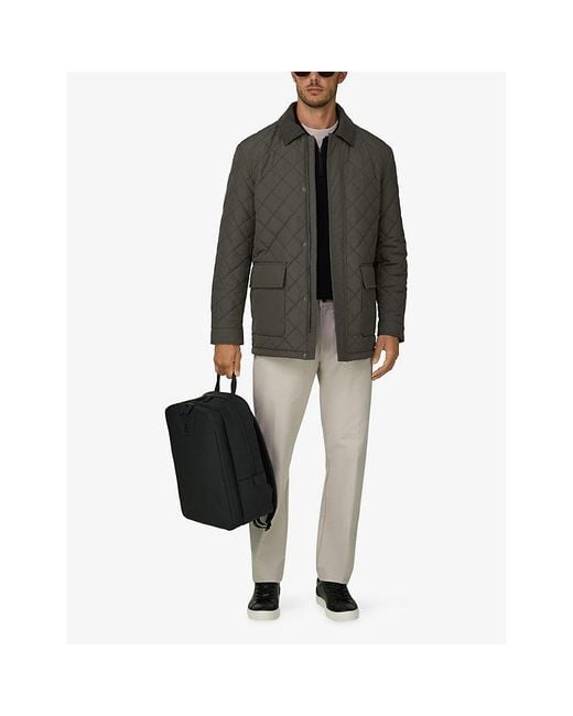 Boggi Gray Padded Patch-Pocket Woven Peacoat for men