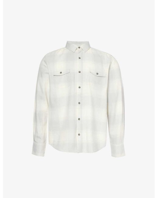 PAIGE White Everett Check-pattern Brushed Cotton-blend Shirt for men