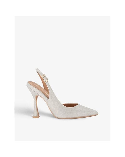 KG by Kurt Geiger White Aria Pointed-Toe Woven Slingback Courts