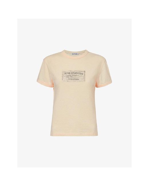 Acne Natural Etza Brand-print Cotton-jersey T-shirt