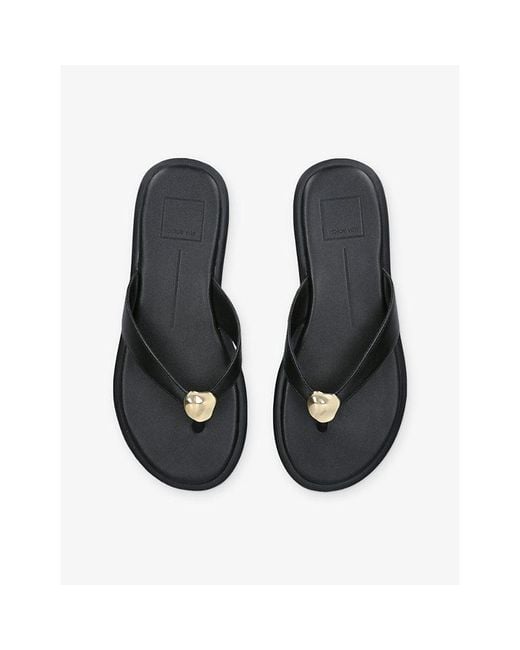 Dolce Vita Black Jaina 001 Leather Flat Sandals