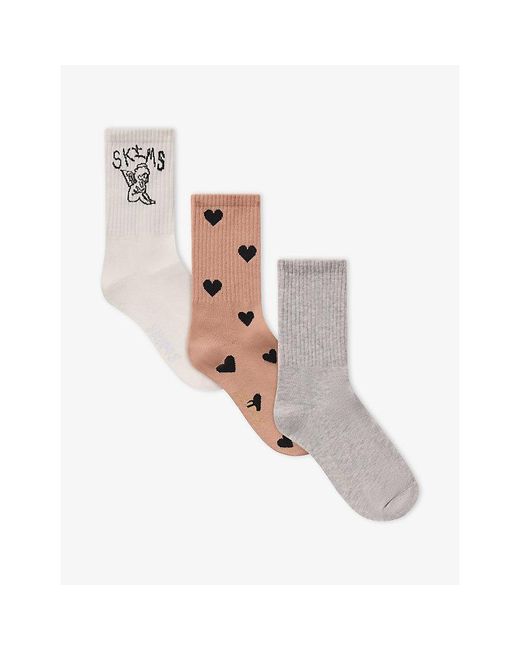 Skims White Ribbed Crew Sock