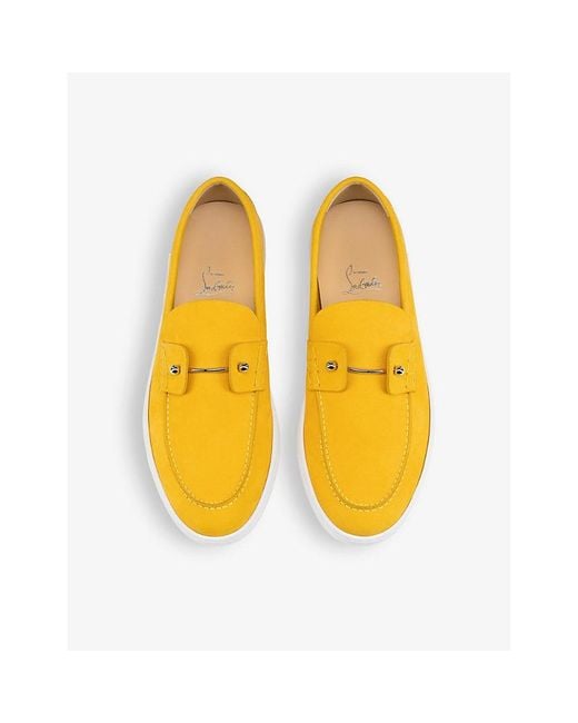 Christian Louboutin Yellow Chambeliboat Leather Low-top Boat Shoes for men