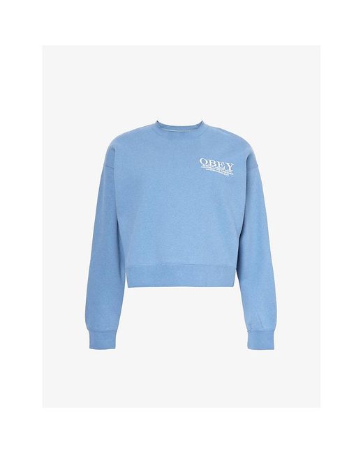 Obey Blue Cities Logo-embroidered Cotton-blend Sweatshirt