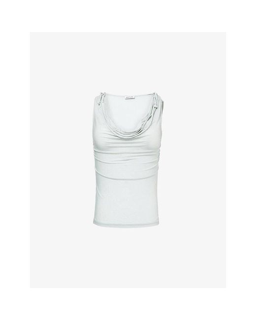 Peachy Den Blue Blanche Cowl-Neck Jersey Top