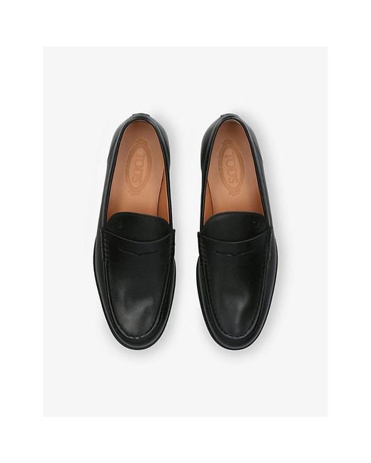Tod's Black Penny-Detail Leather Loafers for men