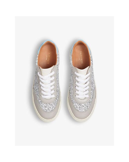L.K.Bennett Multicolor Runner Glitter-Embellished Leather And Woven Low-Top Trainers