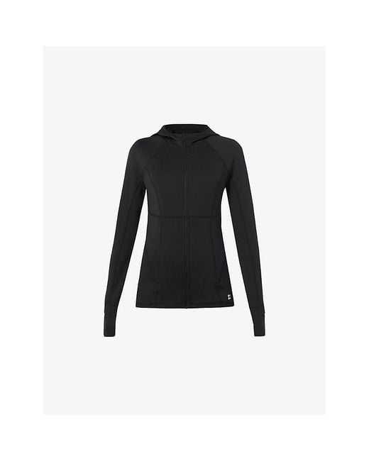 Sweaty Betty Black Pro Run Zip-Up Stretch Recycled-Polyester Top
