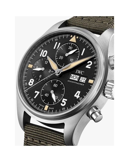 Iwc White Iw387901 Pilot'S Watch Chronograph Spitfire Stainless Steel And Textile Watch for men