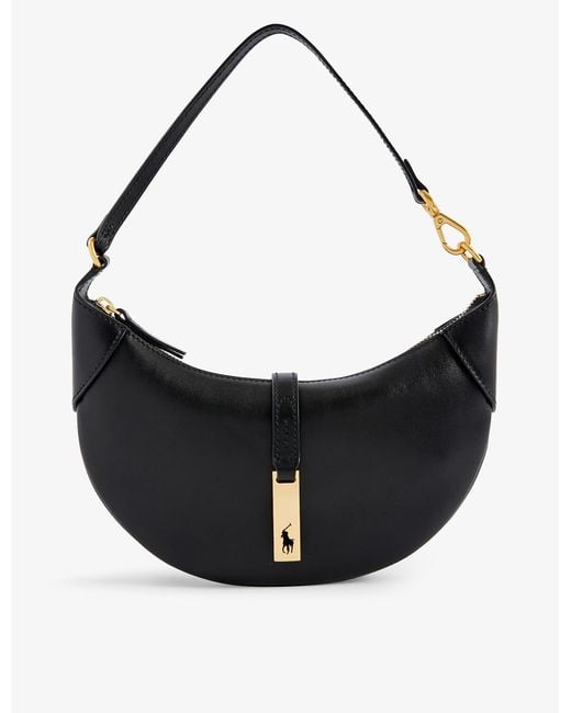 Polo Ralph Lauren Id Logo-embossed Leather Shoulder Bag in Black | Lyst UK