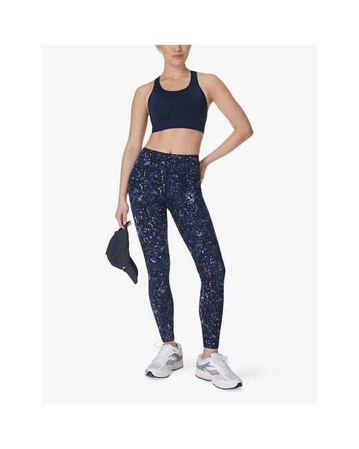 Sweaty Betty Blue Stamina Seamless Stretch-Woven Sports Bra