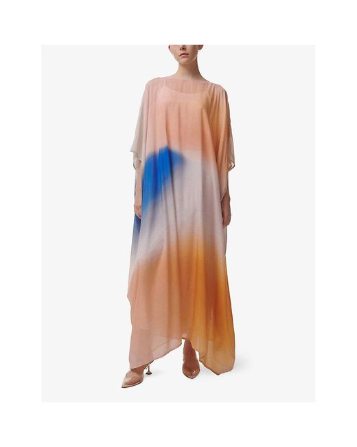 eem Blue Gradient-Print Relaxed-Fit Woven Kaftan