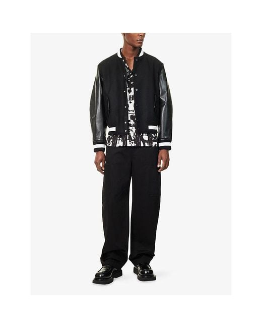 Givenchy Black Wool And Leather Bomber Jacket for men