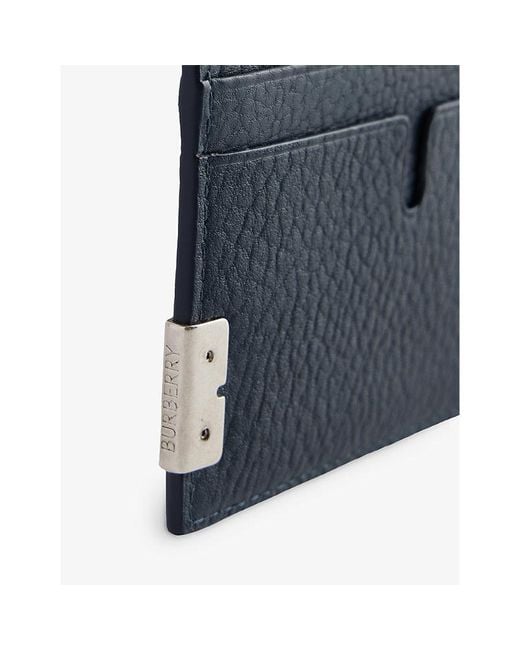 Burberry Blue Sandon Grained-leather Card Holder for men