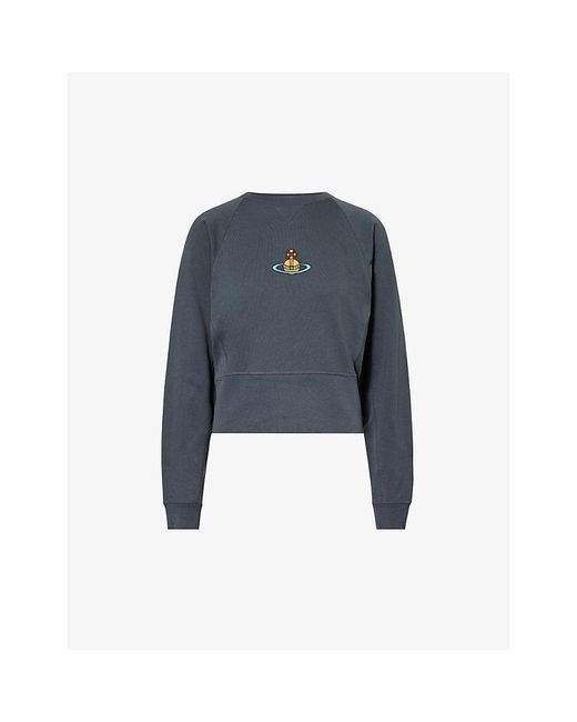 Vivienne Westwood Blue Athletic Logo-embroidered Cotton-jersey Sweatshirt