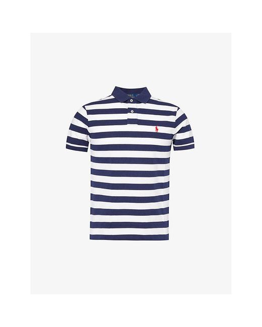 Polo Ralph Lauren Blue Logo-embroidered Stripe Slim-fit Cotton-piqué Polo Shirt X for men