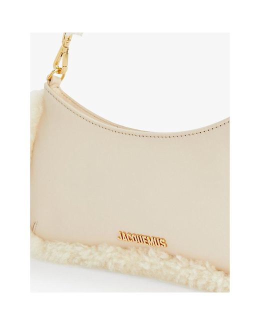 Jacquemus Le Bisou Shearling-trim Leather Shoulder Bag in White | Lyst