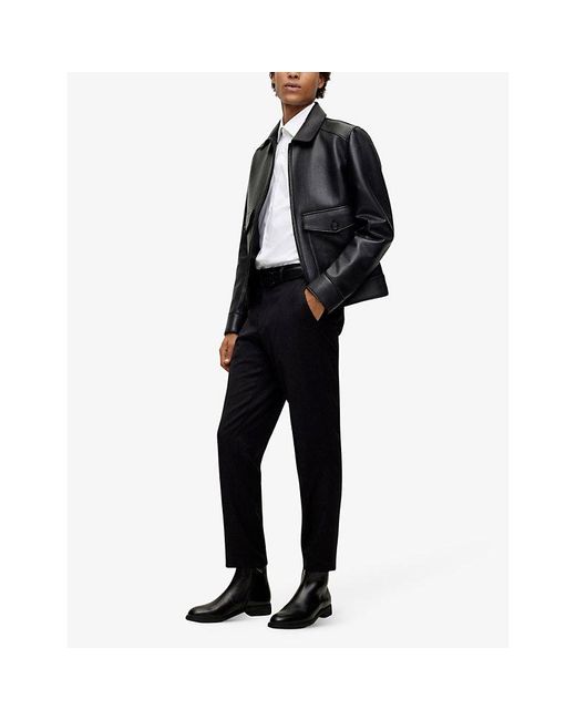 Boss White Regular-Fit Long-Sleeved Cotton-Poplin Shirt for men