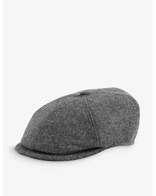 Barbour Gray Claymore Bakerboy Brand-patch Woven Cap for men