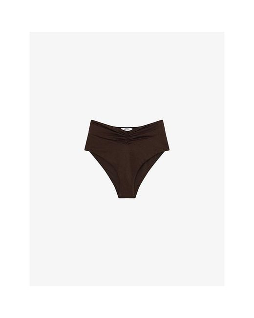 Reiss Black Maisie Ruched Bikini Bottoms