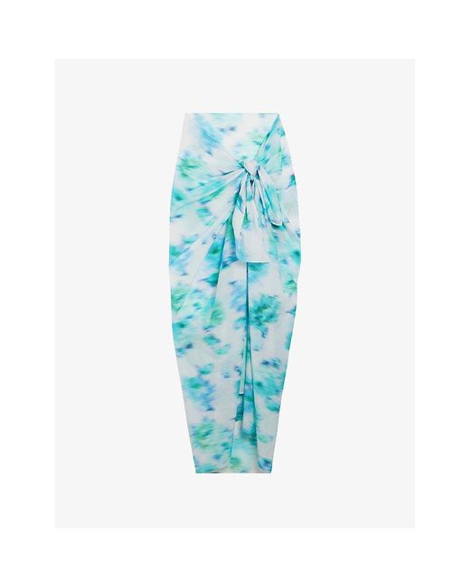 Ted Baker Blue Timera Graphic-print Cotton Sarong