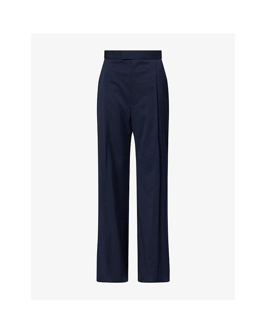 Vivienne Westwood Blue High-Rise Wide-Leg Wool Trousers