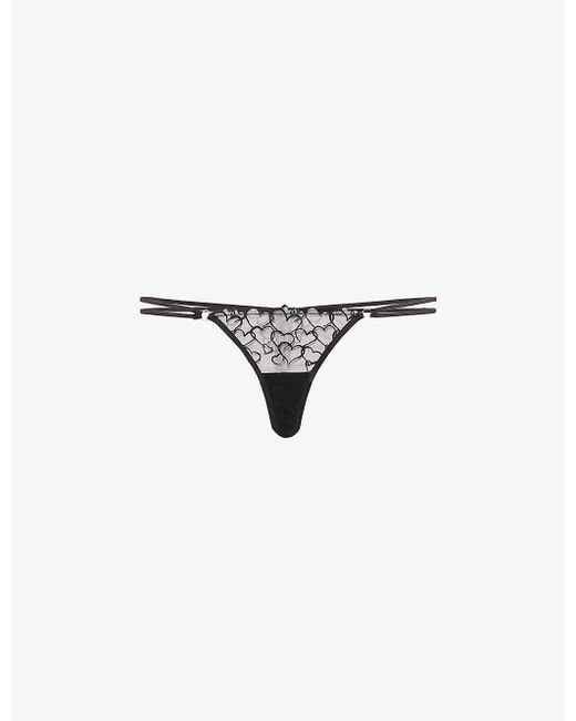 Bluebella Valentina Floral-embroidered Recycled-polyester Thong in ...