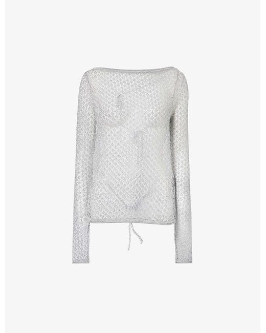 House Of Sunny White Relaxed-fit Long-sleeved Knitted Cardigan