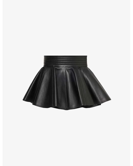 Alaïa Black Skirt-design Pleated Leather Belt