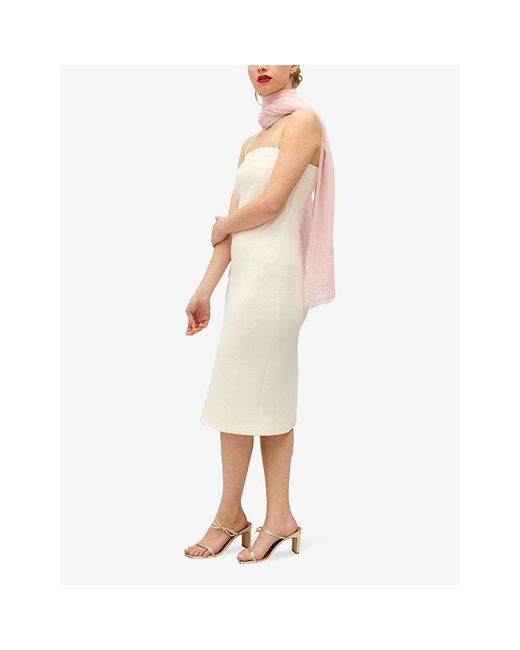 Claudie Pierlot White Straight-neck Slim-fit Woven Mini Dress