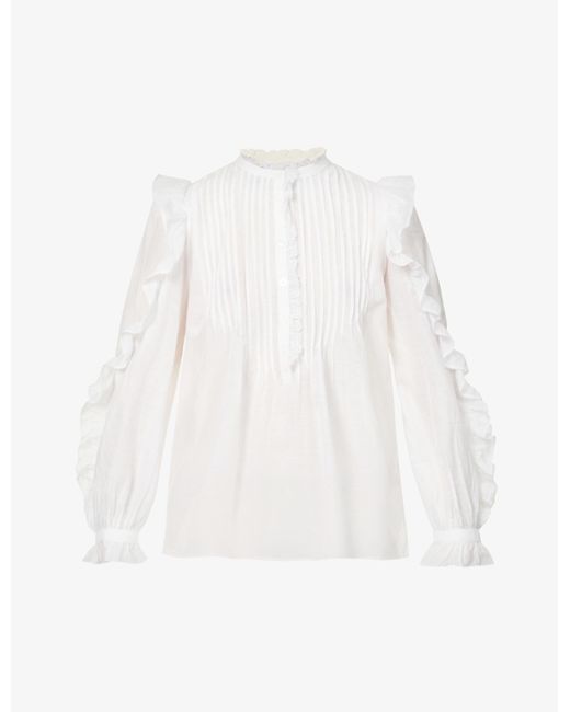 Zadig & Voltaire Timmy Tomboy Semi-sheer Cotton-blend Top in White - Lyst