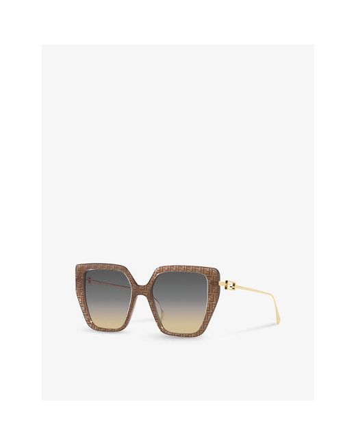 Fendi Gray Fe40012u Irregular-frame Acetate Sunglasses