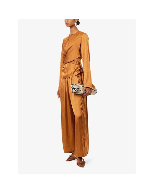 Isabel Marant Brown Nolia Wide-Leg Satin Trousers