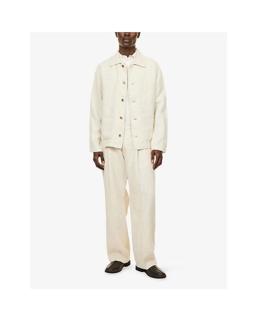 NN07 Natural Morgan Button-Up Linen Jacket for men