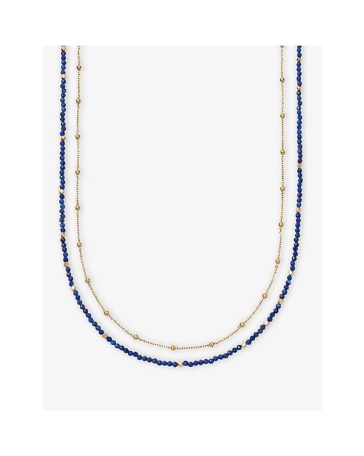 Astley Clarke Metallic Biography 18Ct And Lapis Lazuli Double Strand Beaded Necklace