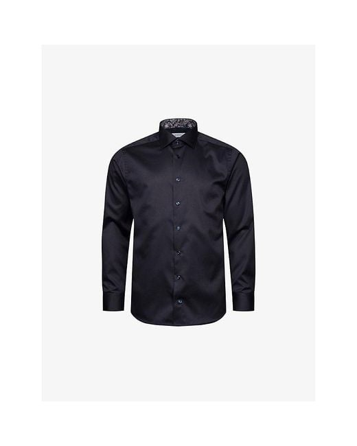 Eton of Sweden Blue Business Signature Buttoned-cuff Regular-fit Cotton-twill Shirt for men
