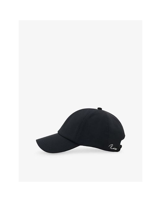 Reiss Black Caleb Brand-Embroidered Woven Cap for men