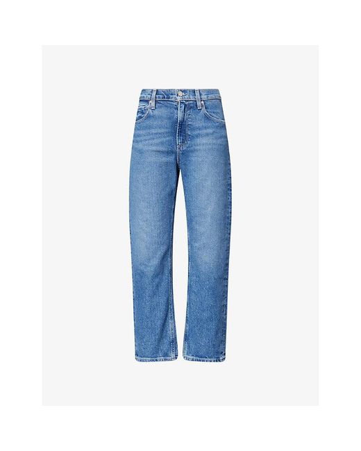PAIGE Blue Sawyer Ankle Straight-Leg Denim Jeans