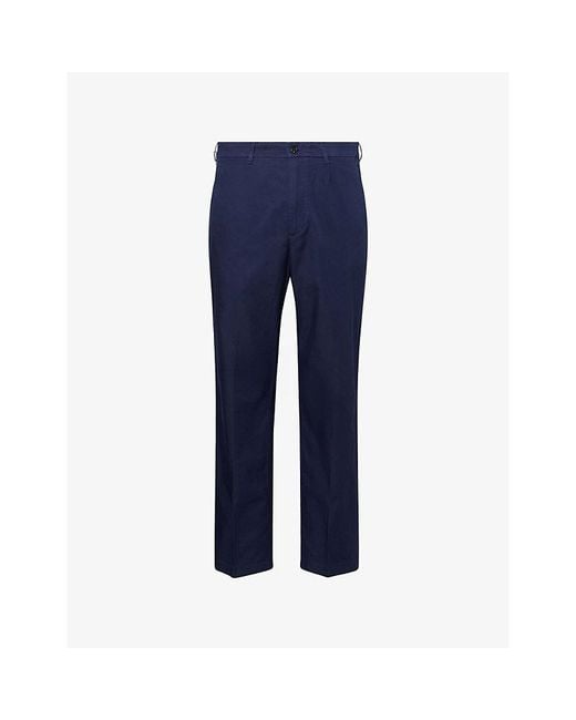 Dunhill Blue Stretch Tailored Cotton Chino Trousers for men