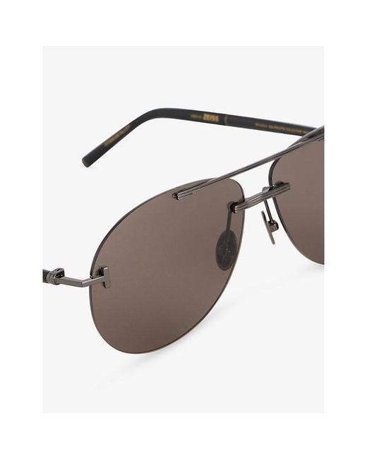 Tom Ford Gray Ft1375-P Navigator Pilot-Frame Metal Sunglasses for men