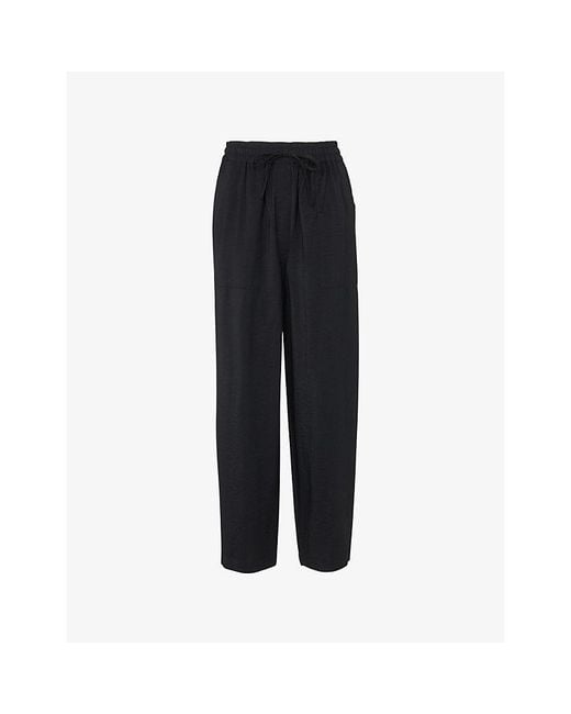 Whistles Black Tie-Waist Straight-Leg Woven Trousers