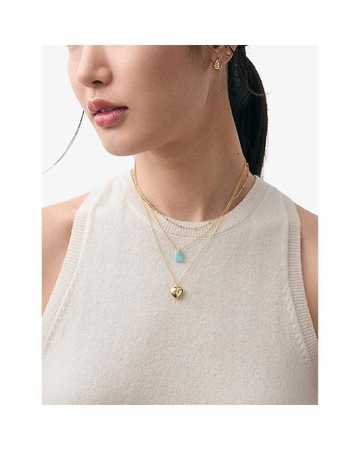 Astley Clarke Blue Deco 18Ct- Plated Sterling- Amazonite And Sapphire Pendant Necklace