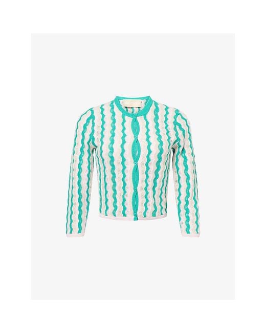 Mother Blue The Crew Neck Cotton Cardigan