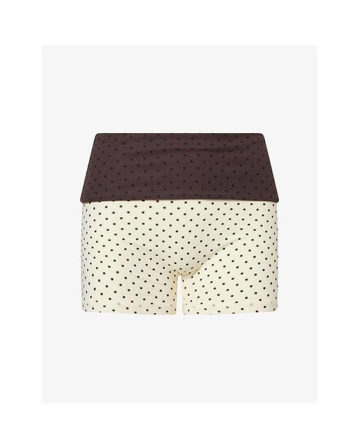 BO+TEE Natural Polka-Dot Logo Stretch-Jersey Shorts