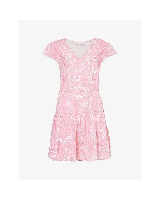 Heidi Klein Pink Ischia Paisley-print Woven Mini Dress