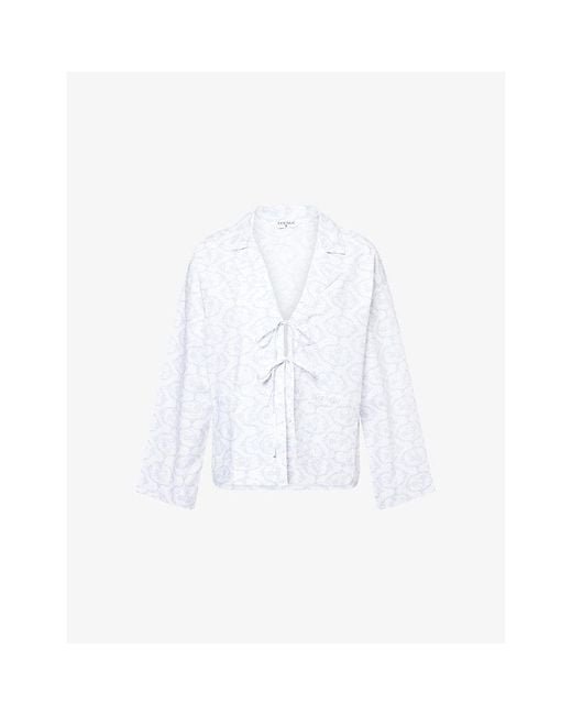 Lounge Underwear White Floral Cotton Pyjama Shirt