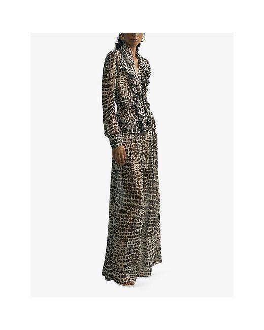 Reiss Multicolor X Atelier Laverna Animal-Print Woven Blouse