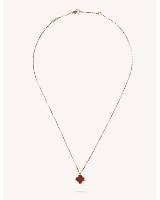 Van Cleef & Arpels Natural Sweet Alhambra Gold And Carnelian Necklace