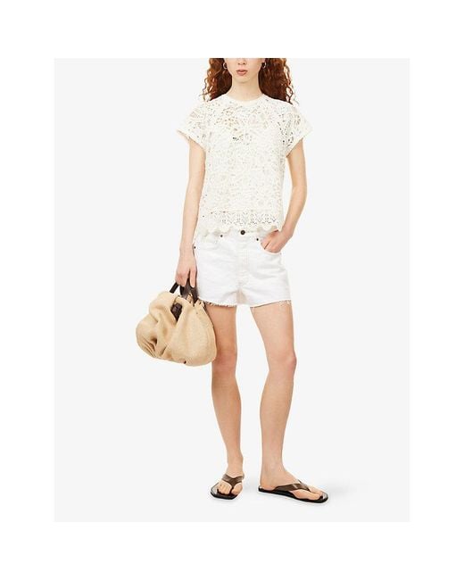 ME+EM White Classic Cut Off Cotton Denim Shorts